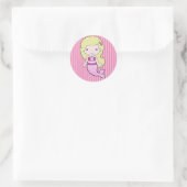 Roze zeemeermin met Stickers met een londe haar (Tas)
