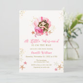 Roze Zeemeermin Oceaan Zeester Baby shower Kaart (Staand voorkant)