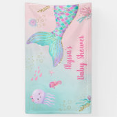 Roze zeemeermin onder het Baby shower Zee Spandoek (Verticaal)