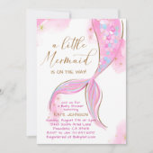 Roze Zeemeermin Onder Het Zee Ocean Meisje Baby sh Kaart (Voorkant)