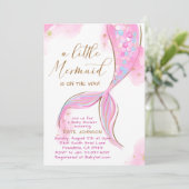 Roze Zeemeermin Onder Het Zee Ocean Meisje Baby sh Kaart (Staand voorkant)