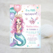 Roze zeemeermin onder het Zee Verjaardag Kaart