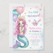 Roze zeemeermin onder het Zee Verjaardag Kaart (Voorkant)