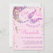 Roze zeemeermin onder Zee van de geboorte Kaart (Voorkant)