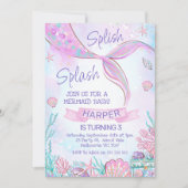 Roze zeemeermin onder Zee van de geboorte Kaart (Voorkant)