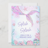 Roze zeemeermin onder Zee van de geboorte Kaart (Achterkant)