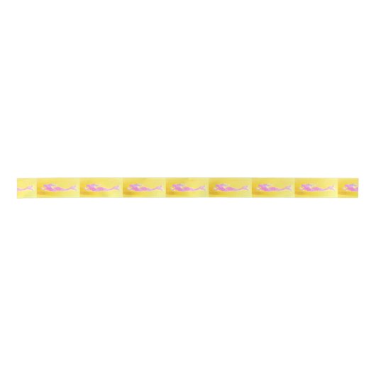 roze zeemeermin op geel satijnen lint (Voorkant)