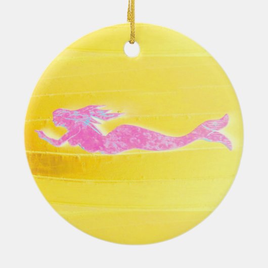 roze zeemeermin op maat keramisch ornament (Achterkant)