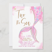 Roze Zeemeermin Party Twee Het Zee 2e Verjaardag Kaart (Voorkant)