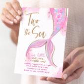 Roze Zeemeermin Party Twee Het Zee 2e Verjaardag Kaart