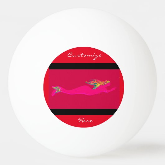 roze zeemeermin pingpongbal (Voorkant)