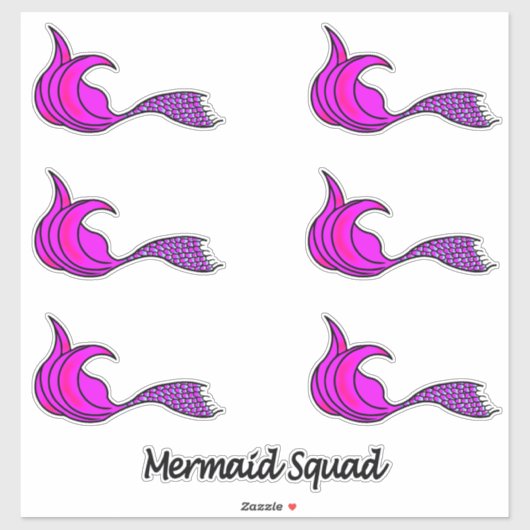 Roze Zeemeermin Staart contour stickers (Vel)
