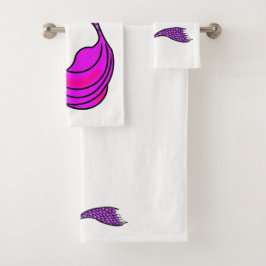 Roze zeemeermin staart op een badhanddoekset bad handdoek