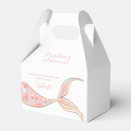 Roze Zeemeermin Staart Thema Verjaardag Favor Box Bedankdoosjes (Achterkant)