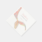 Roze Zeemeermin Staart Verjaardag Papier Servet (Hoek)