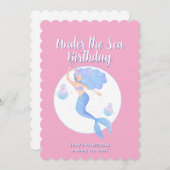 Roze Zeemeermin Thema Kids Verjaardagsfeest Kaart (Voorkant / Achterkant)