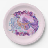 Roze zeemeermin uniek papieren bordje (Voorkant)