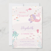  roze zeemeermin verjaardag kaart (Voorkant)