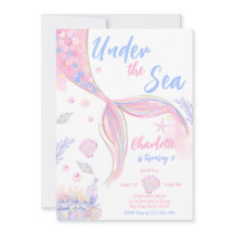 Roze Zeemeermin Verjaardagsfeestje onder het Zee