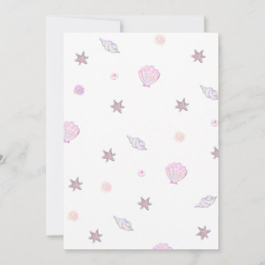 Roze Zeemeermin Verjaardagsfeestje onder het Zee Kaart (Achterkant)