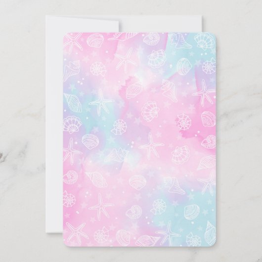 Roze Zeemeermin Verjaardagsuitnodiging Kaart (Achterkant)