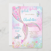 Roze Zeemeermin Verjaardagsuitnodiging Kaart (Voorkant)