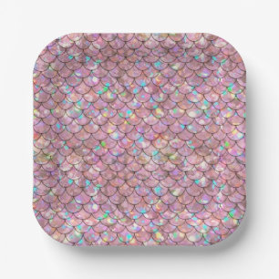 Roze Zeemeermin Vis Schalen Holografische Elegant  Papieren Bordje