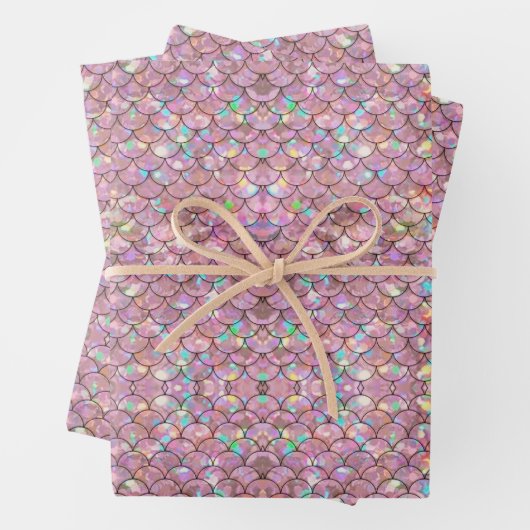 Roze Zeemeermin Vissen Schalen Holografische Decou Inpakpapier Vel (In situ)