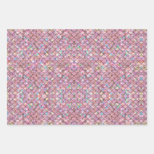 Roze Zeemeermin Vissen Schalen Holografische Decou Inpakpapier Vel (Voorkant)