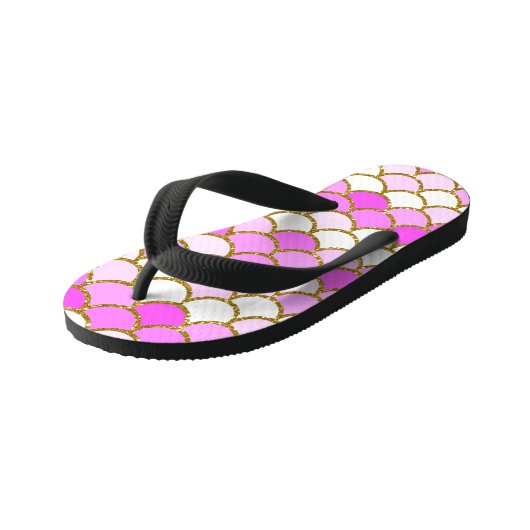 Roze zeemeerminnen kinder teenslippers (Schuin)