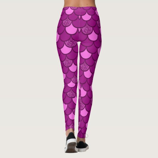 Roze zeemeerminnen met glitter leggings (Achterkant)