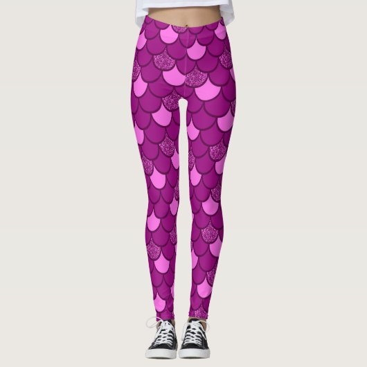 Roze zeemeerminnen met glitter leggings (Voorkant)