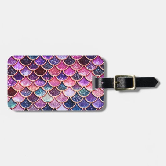 Roze zeemeerminnende glitterschalen - Zeemeerminne Bagagelabel (Voorkant horizontaal)