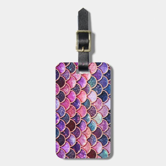 Roze zeemeerminnende glitterschalen - Zeemeerminne Bagagelabel (Voorkant verticaal)