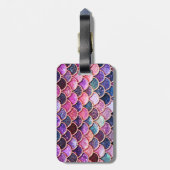 Roze zeemeerminnende glitterschalen - Zeemeerminne Bagagelabel (Achterkant verticaal)