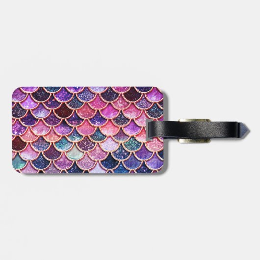 Roze zeemeerminnende glitterschalen - Zeemeerminne Bagagelabel (Achterkant horizontaal)