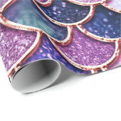 Roze zeemeerminnende glitterschalen - Zeemeerminne Cadeaupapier (Rol Hoek)