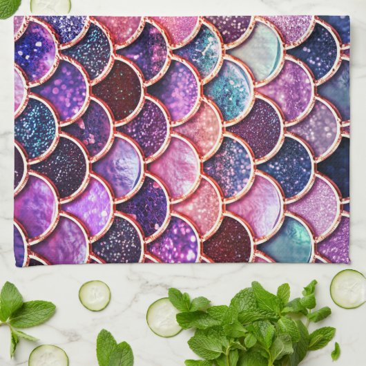 Roze zeemeerminnende glitterschalen - Zeemeerminne Theedoek (Gevouwen)