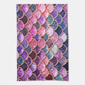 Roze zeemeerminnende glitterschalen - Zeemeerminne Theedoek (Verticaal)