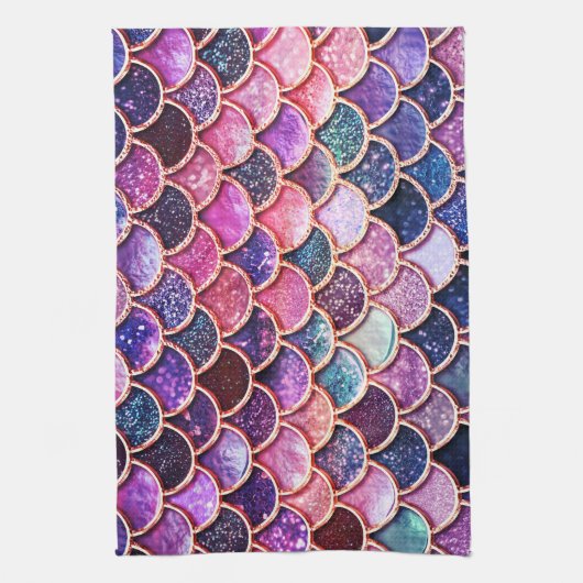 Roze zeemeerminnende glitterschalen - Zeemeerminne Theedoek (Verticaal)