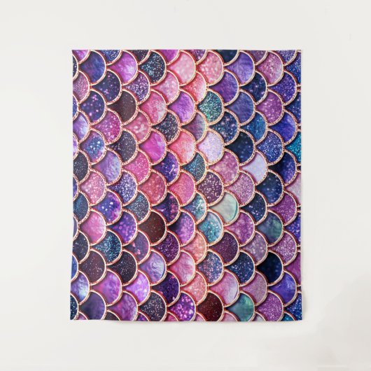 Roze zeemeerminnende glitterschalen - Zeemeerminne Wandkleed (Voorkant)