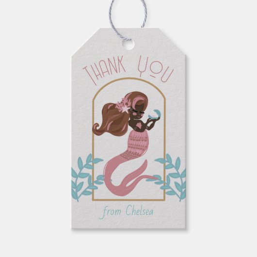 Roze Zeemeerminnende meisjes Verjaardag Gift Label Cadeaulabel (Voorkant)