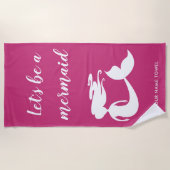 Roze zeemeerminninghanddoek met aangepaste naam strandlaken (Voorkant)