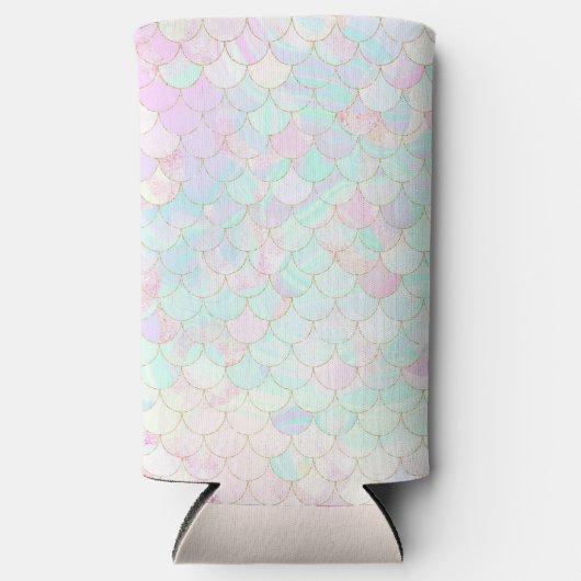 Roze Zeemeerminvinpatroon Opal Blikje Koeler (Voorkant)