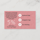 Roze zeep en kaars visitekaartje (Achterkant)