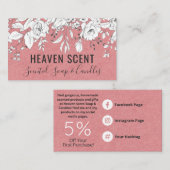 Roze zeep en kaars visitekaartje (Voorkant / Achterkant)
