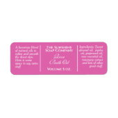 Roze zeep in stijl en cosmetisch etiket (Voorkant)