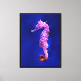 Roze zeepaardje in Blue Ocean Marine Life Canvas Afdruk