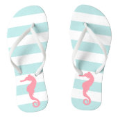 Roze zeepaardje op mint Stripes Teenslippers (Voetbed)
