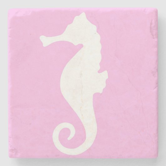 Roze Zeepaardje Stenen Onderzetter (Voorkant)